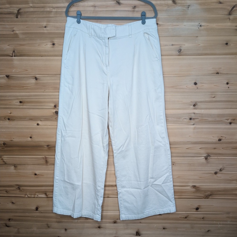 American Eagle Cream Wide Leg High Rise‎ Stretch Pants Womens 16 Regular 5279